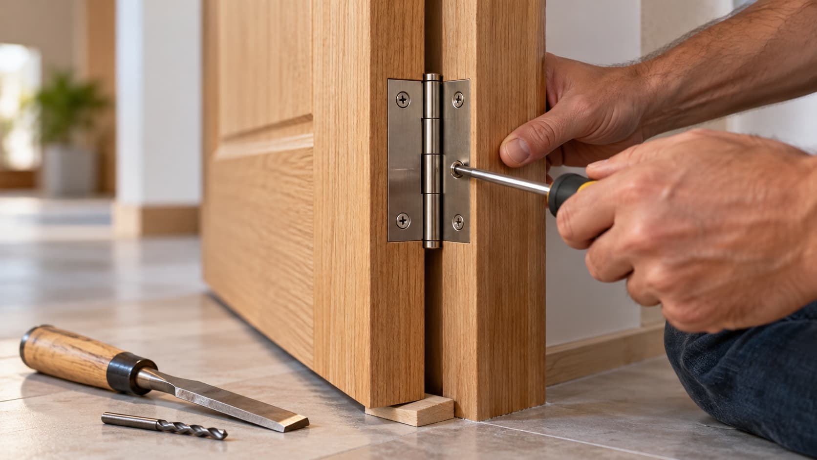 Aprenda como colocar dobradiça em porta de madeira sem erros 